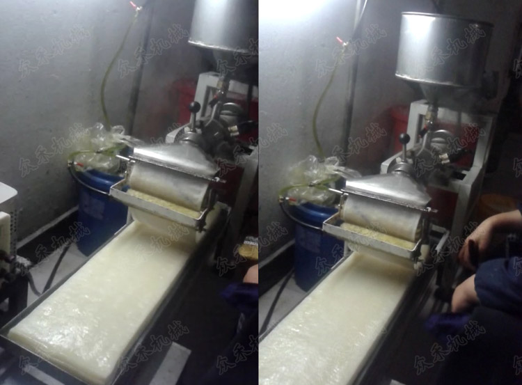 陜西榆林搟面皮機用戶李老板加工現場